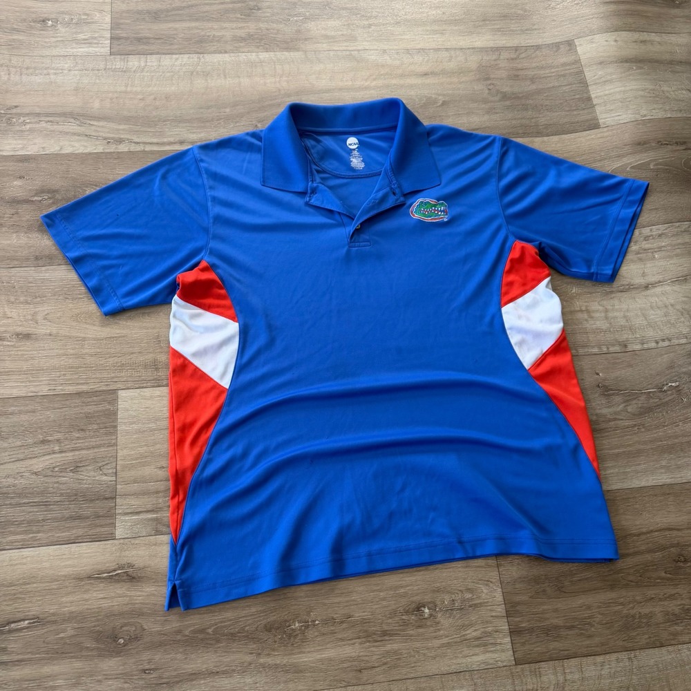 NCAA Florida Gators Mens XL Blue‎ Red White Short Sleeve Polo Shirt KVG 9660